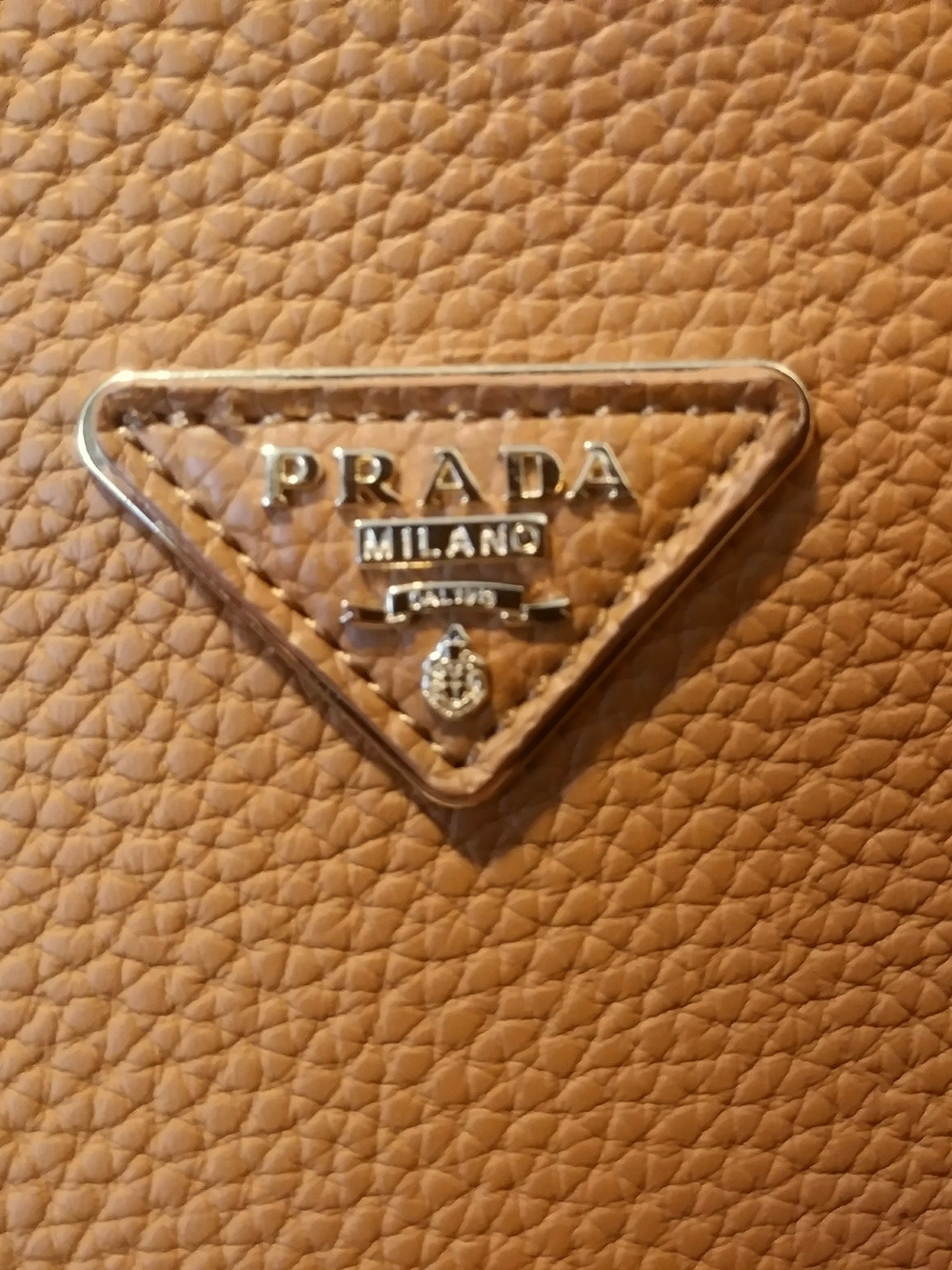 Prada Men’s Brown Textured Leather Logo Triangle Bag
